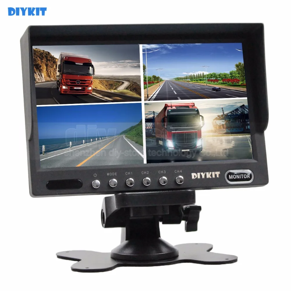 Diykit Высокое качество 7 дюймов 4 Разделение Quad Цвет дисплея видео безопасности