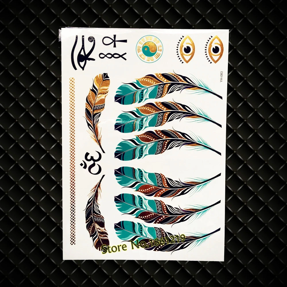 

Gold Phoenix Designs Fake Flash Metallic Temporary Tattoo Women Body Art Arm Armband Tatoo GYH119 Sexy Fashion Tattoo Henna Swan