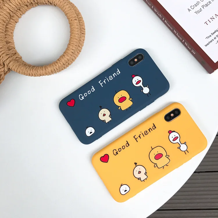 ТПУ милая пара мультфильм мягкий силиконовый чехол для телефона Apple iphoneX XS XR MAX 6 7 8