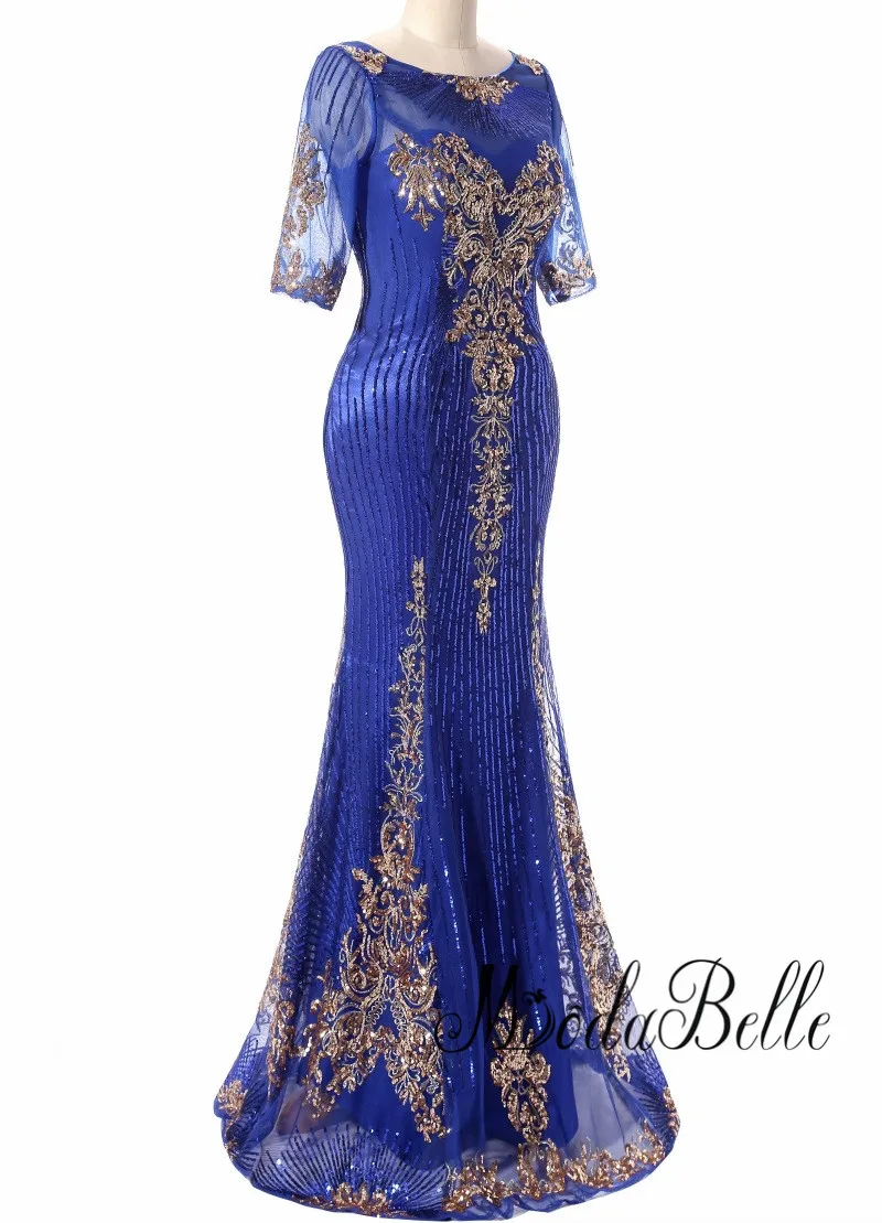 Женское вечернее платье с блестками modabelle темно синее длинное Русалка из тюля Lange