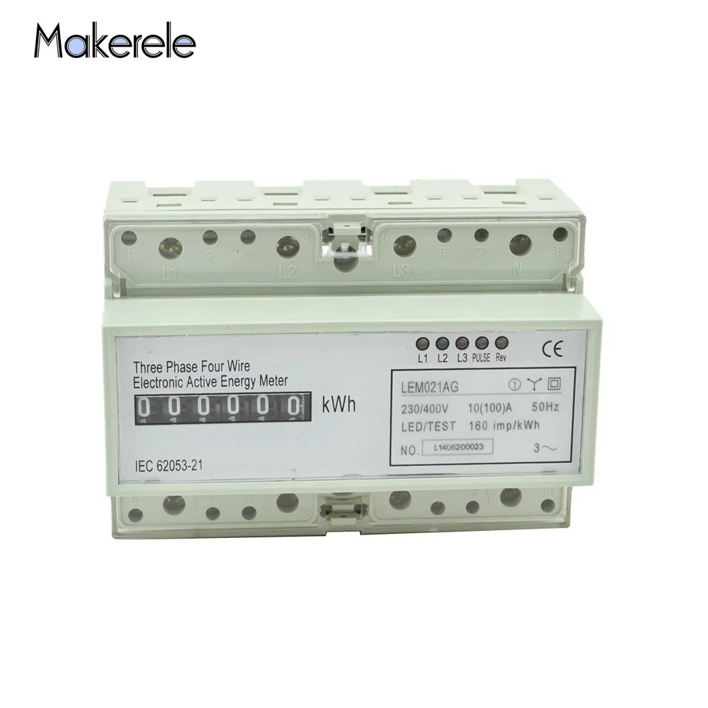 

Makerele AC 60HZ Wattmeter Din Rail MK-LEM021GC Portable Digital LCD Three Phase Energy Meter Electronic Power Meter Record