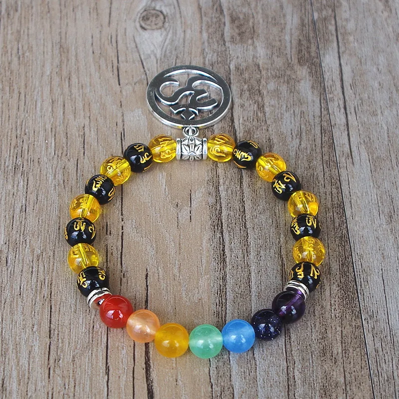 Браслет ручной работы Ом мала чакра Будда шесть слов мантра Исцеление йогой