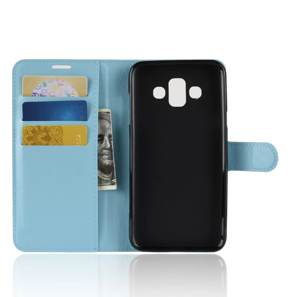 Новый роскошный флип-чехол из искусственной кожи для Samsung Galaxy J7 Duo чехол-кошелек с