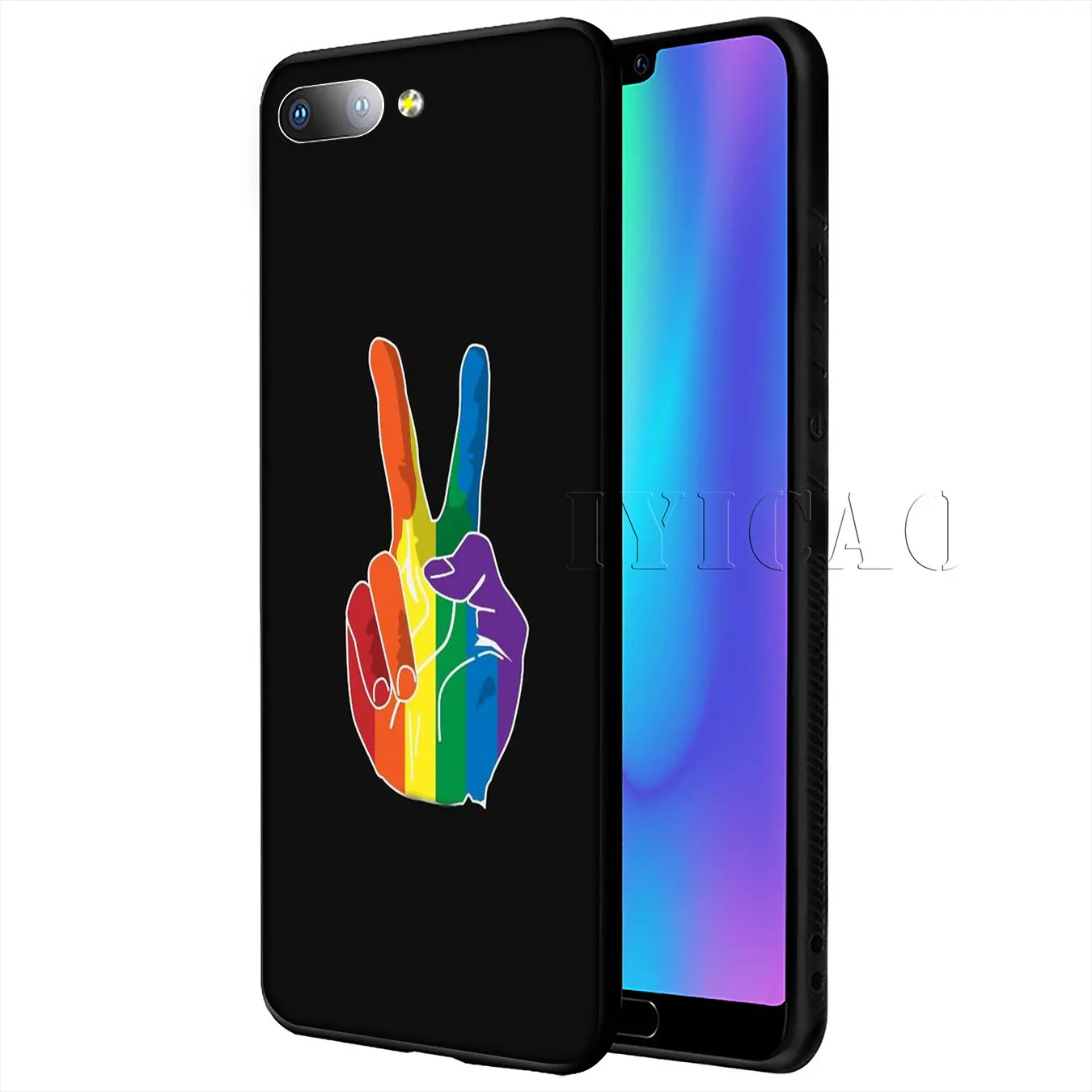 Мягкий чехол для телефона IYICAO Love Is LGBT Rainbow Heart Huawei Y9 Y7 Y6 Prime 2019 Honor 20 8C 8X 8 9 9X 10 Lite 7C 7X 7A