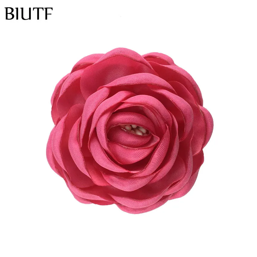 11-rose 5 шт./партия, 2,4 ''сгоревшие атласные цветы Camelia с Stamen 6 см, шикарные тканевые детские головные уборы, обувь, аксессуары для творчества TH284 - Цвет: 11-rose