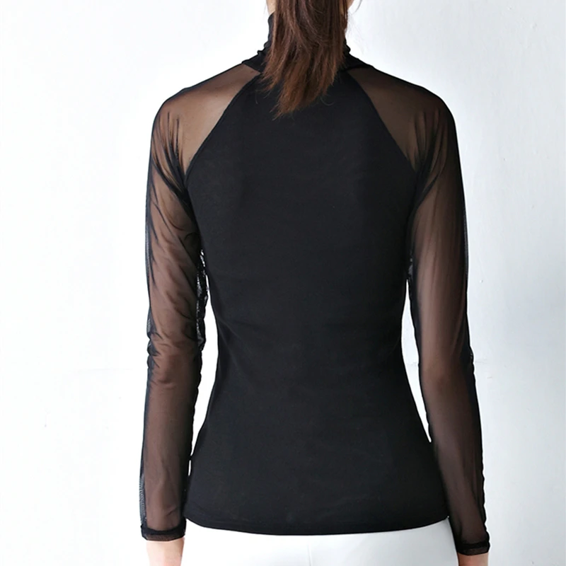 Весенне-осенняя Сексуальная Женская сетчатая белая серая блузка 2017 однотонные