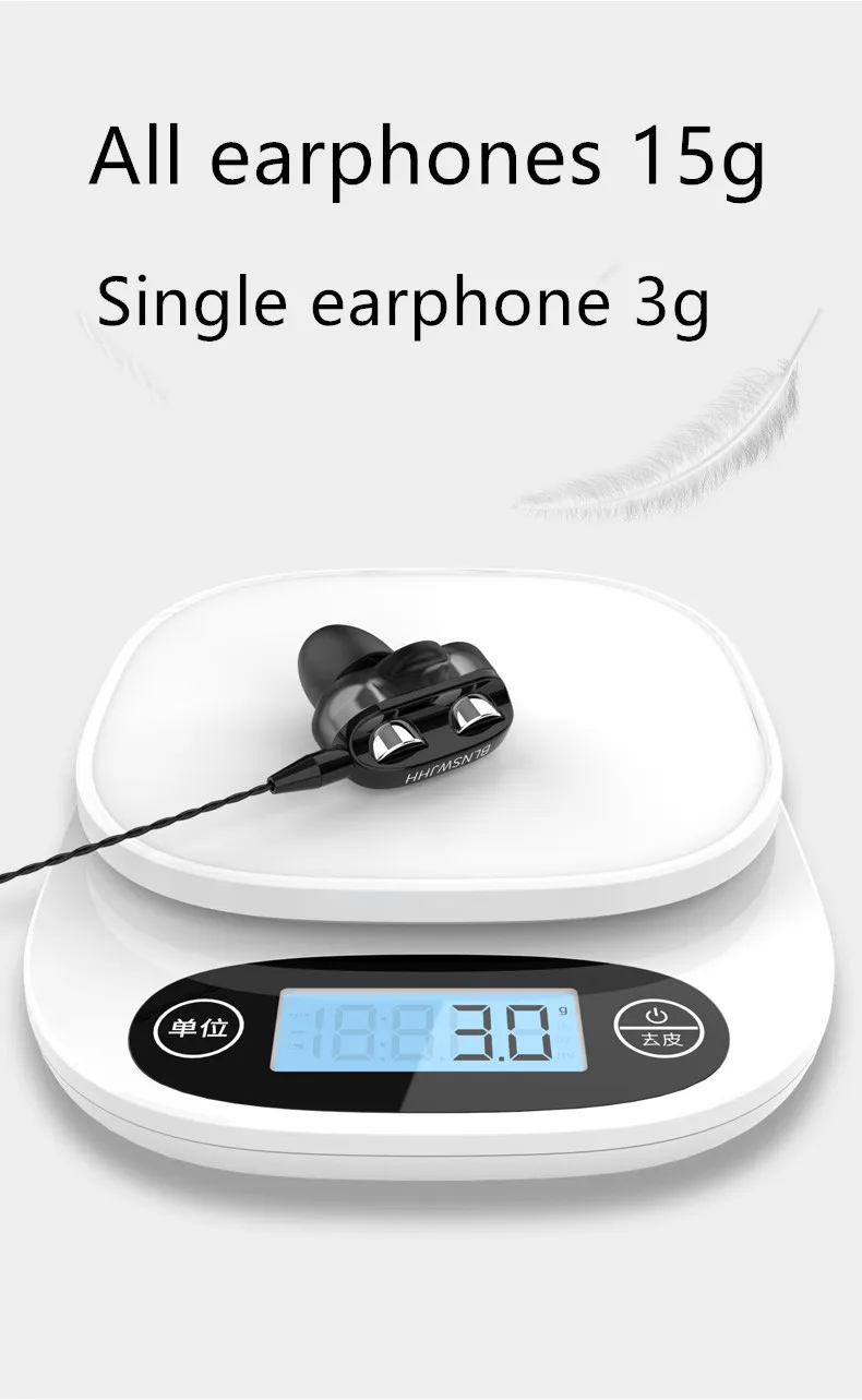 Super Bass in-ear Earphone Dual Unit Stereo Wired earpieces with microphone For Samsung Computer MP3 Smartphone earphones | Электроника