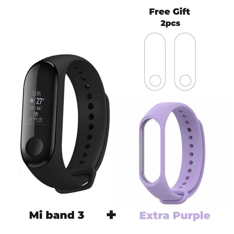 Mi band 3 add Purple Новинка, Xiaomi mi смарт-браслет 3, 0,78 дюймов, OLED, мгновенное сообщение, Идентификатор вызывающего абонента, погода, Forecate mi Band 3 - Цвет: Mi band 3 add Purple