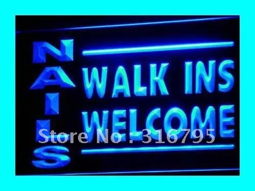 I159 гвозди Walk Ins Добро пожаловать Открытый Новый светодиодный неоновый светильник