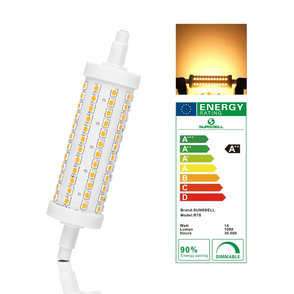 Фото 360 градусов луч 118 мм R7S 2835SMD 10 Вт 108LED горизонтальная вилка лампы затемнения лампа-прожектор в форме кукурузы лампа холодный белый AC 85-265 в №3