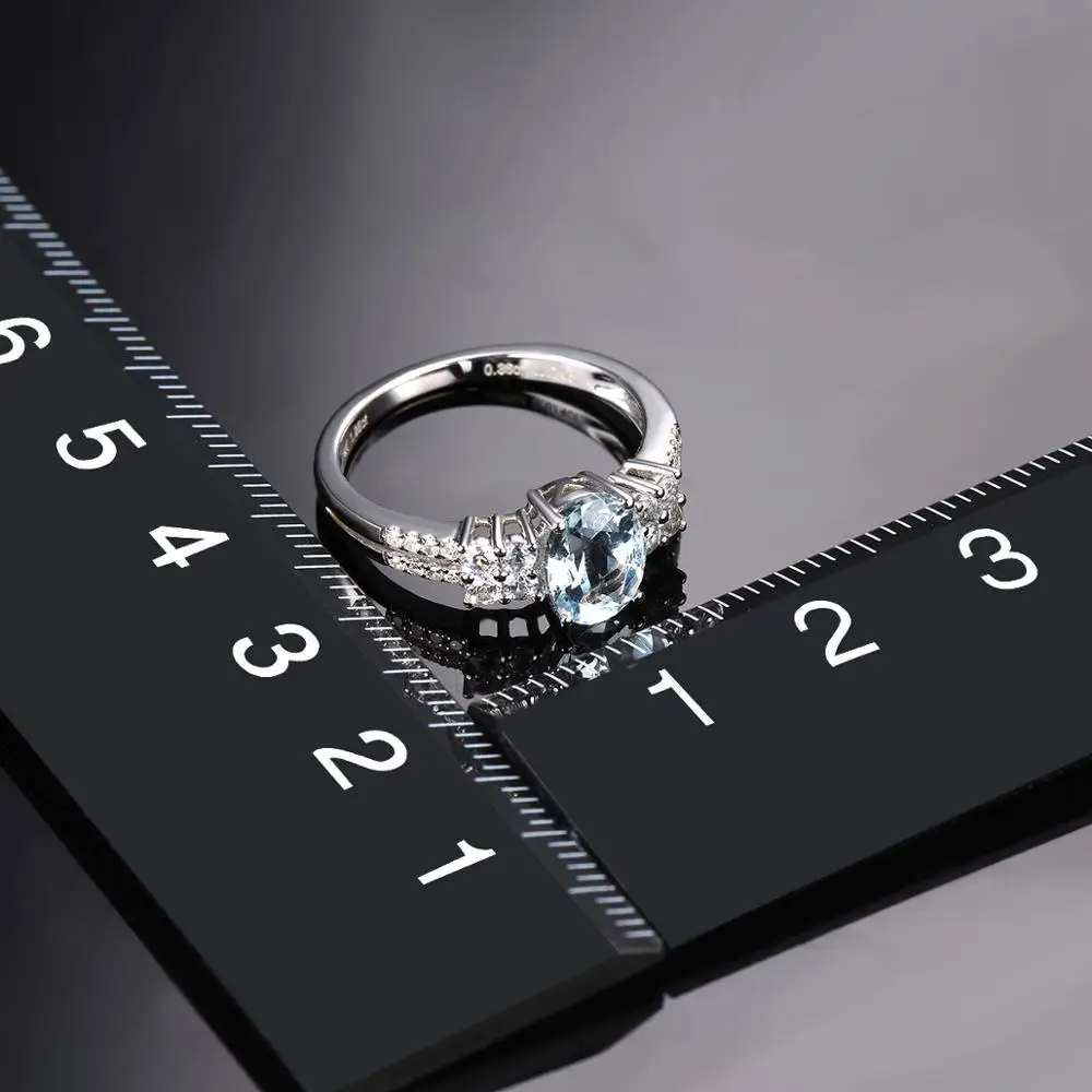 LP Solid 14K кольцо из белого золота Натуральный аквамарин драгоценный камень