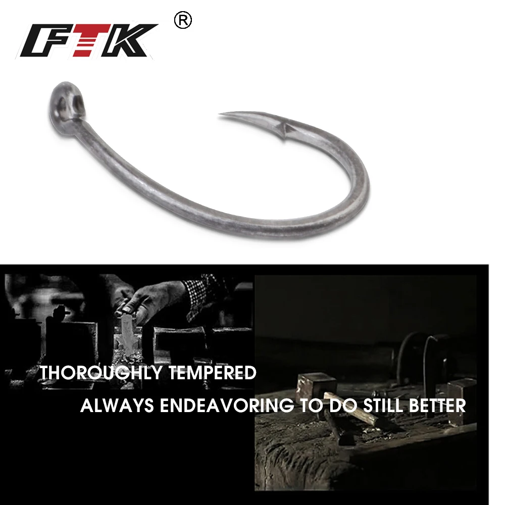 FTK Barbed Hook Size2#/6Pcs Size 4#/7Pcs Size6#/6Pcs Size8#/9Pcs Super Needle Point and hook eye Carp Hooks Fishing Tackle | Спорт и