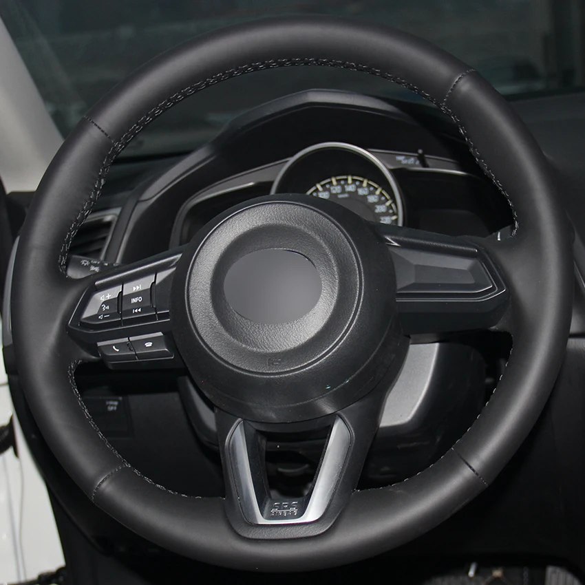 Чехол на руль из черной натуральной кожи для Mazda 3 Axela 2017 6 Atenza 2018 CX 5 CX5 9 2016 2017|car steering