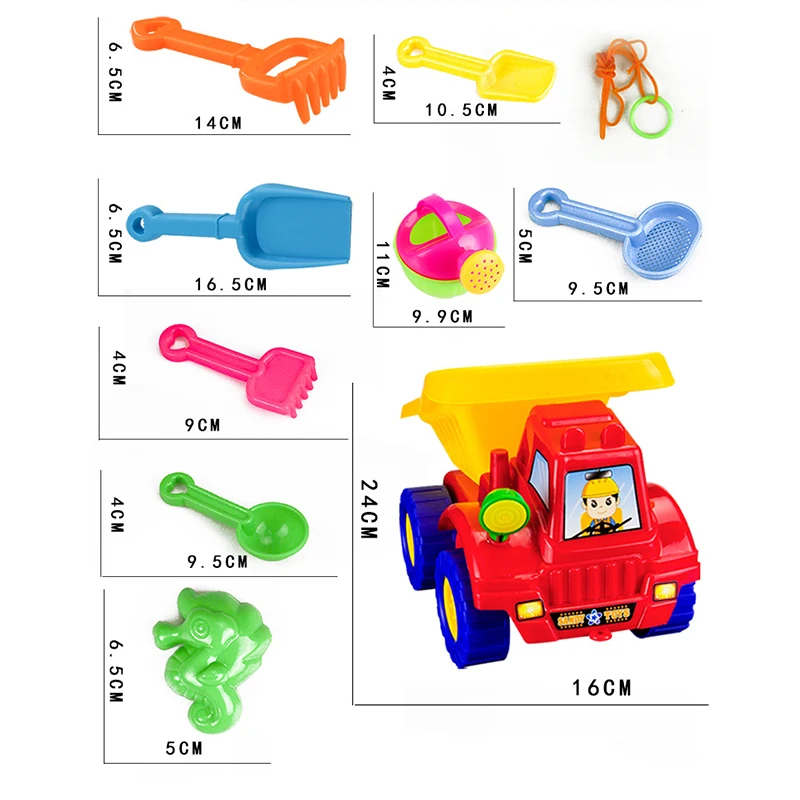 14Pcs/set Children's Beach Toys Plastic Shovels Rakes Watering Pot Educational Pool Sand Toy For Kids Play Games Gift CL5649 | Игрушки и