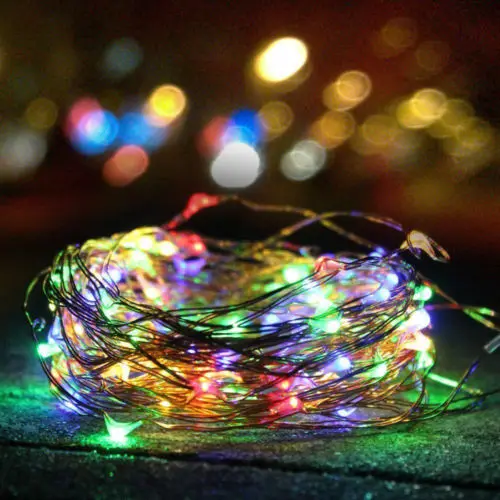 Открытый Солнечный 33 фута 100 LED 10 М медный провод свет гирлянда Фея Рождественская