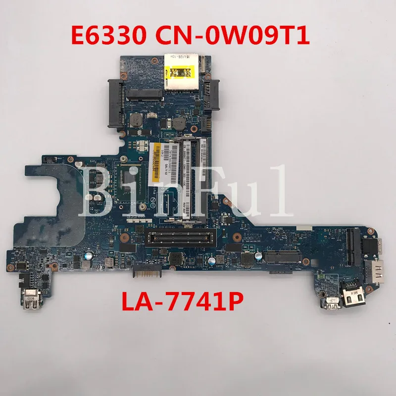 Высококачественная материнская плата для ноутбука Latitude E6330 CN 0W09T1 W09T1 QAL70 LA 7741P I5 3320M