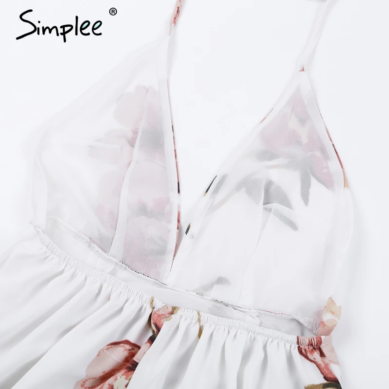 Летнее платье Simplee в стиле бохо без рукавов шикарное длинное пляжное с глубоким V