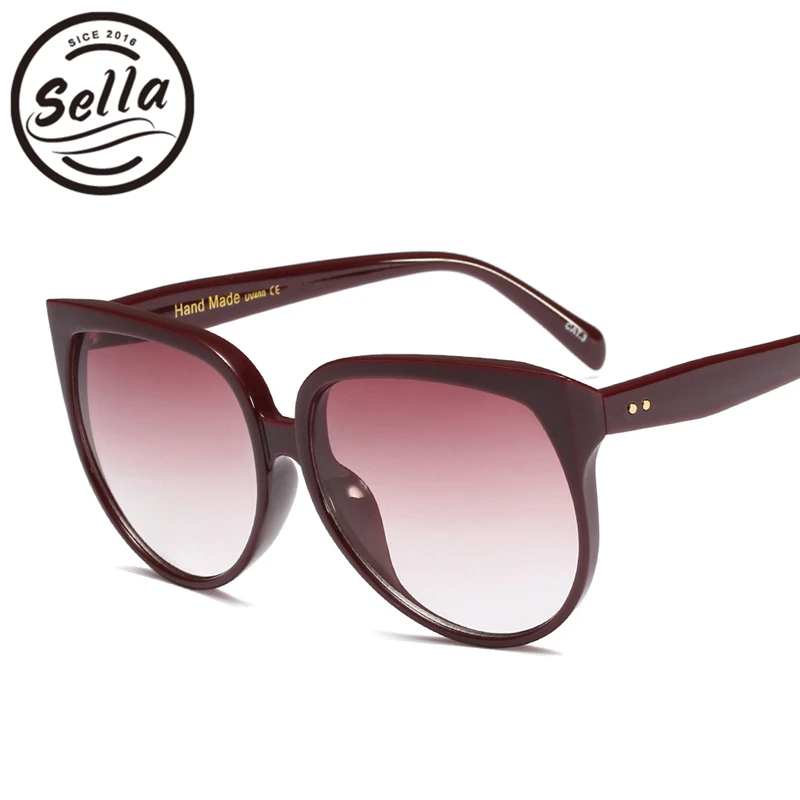 Sella High Quality Acetate Oversized Women Cateye Sunglasses 2019 New Arrival Gradient Lens Sun Glasses Shade For Ladies | Аксессуары