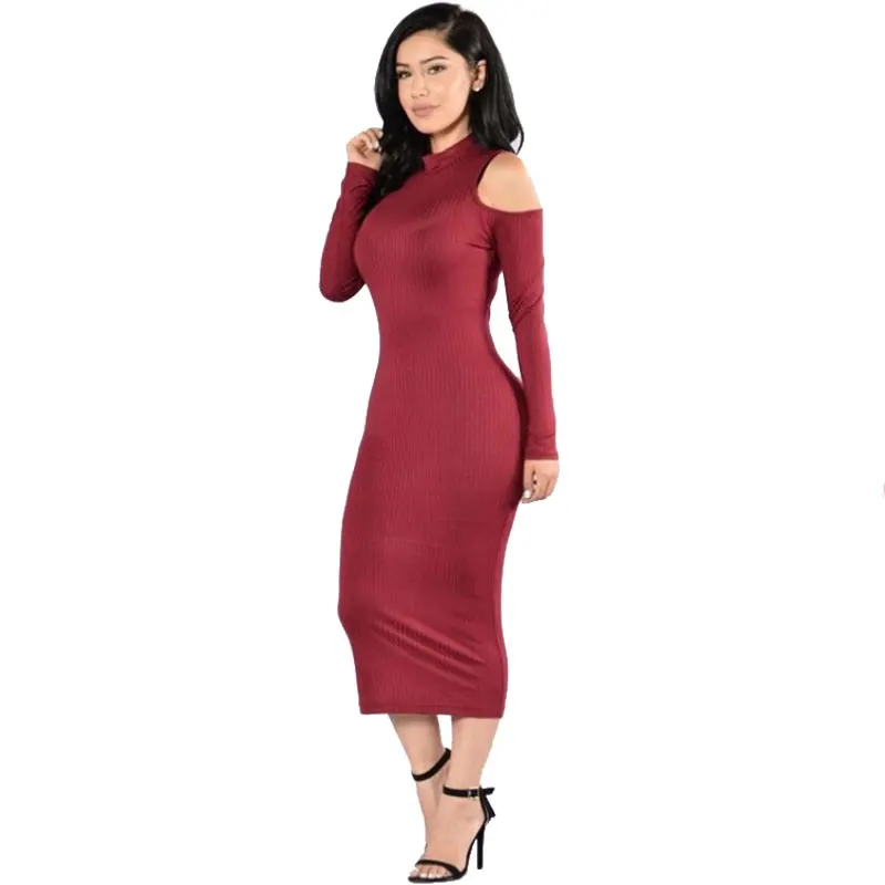 

2016 Autumn Off Shoulder Long Sleeve Bodycon Sexy Sweater Dress Women Party Black Dress Vestidos Winter Knitted Dresses