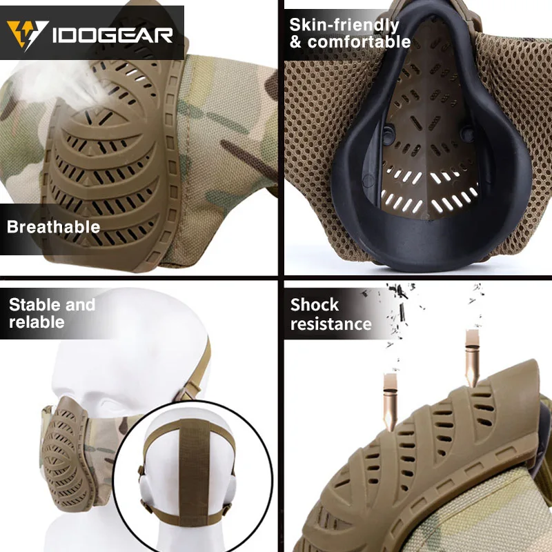 Страйкбольная маска IDO GEAR пейнтбольная из ТПУ полулицевая Тактическая Военная
