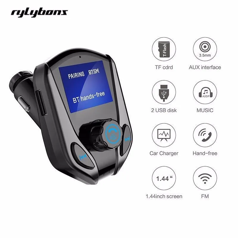 Беспроводной fm передатчик rylybons модулятор Handsfree Car Kit Bluetooth 3 5 мм Aux Автомобильный MP3