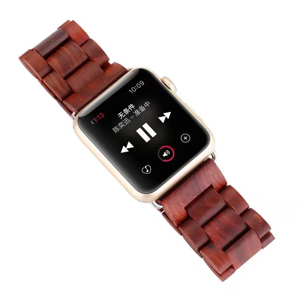 Red-brown Высококачественный деревянный ремешок для часов для Apple Watch 38 мм 42 мм, браслет для умных часов, деревянный ремешок для часов Apple Watch Series 4 3 2 1 - Цвет ремешка: Red-brown