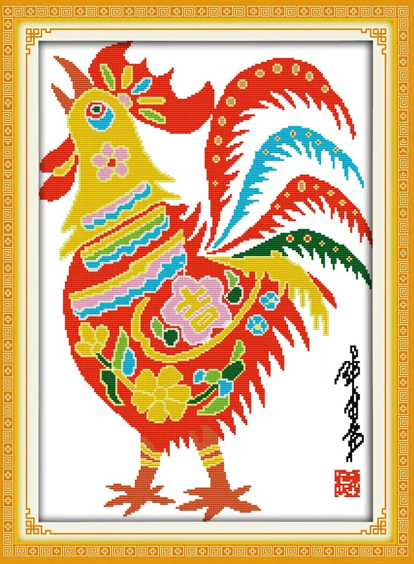 Бумага резки big rooster картины Счетный напечатаны на холсте DMC 14CT 11CT Китайская