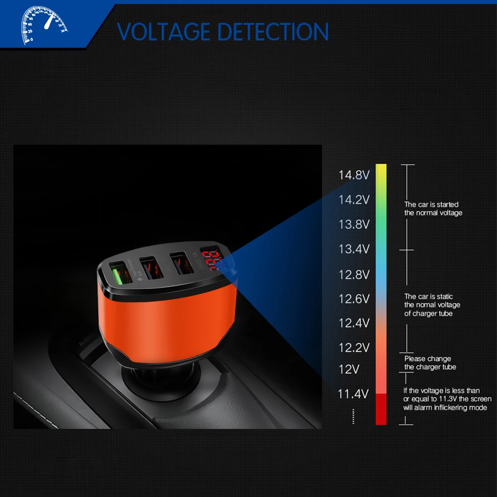 Автомобильное зарядное устройство Powstro 3 0 USB 4 2 А быстрая зарядка Вольтметр для