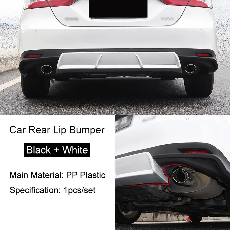 Black and White QHCP PP пластиковый Автомобильный задний багажник для губ бампер украшение спойлер, диффузор Защитная крышка подходит для Toyota Camry автомобильный Стайлинг - Цвет: Black and White