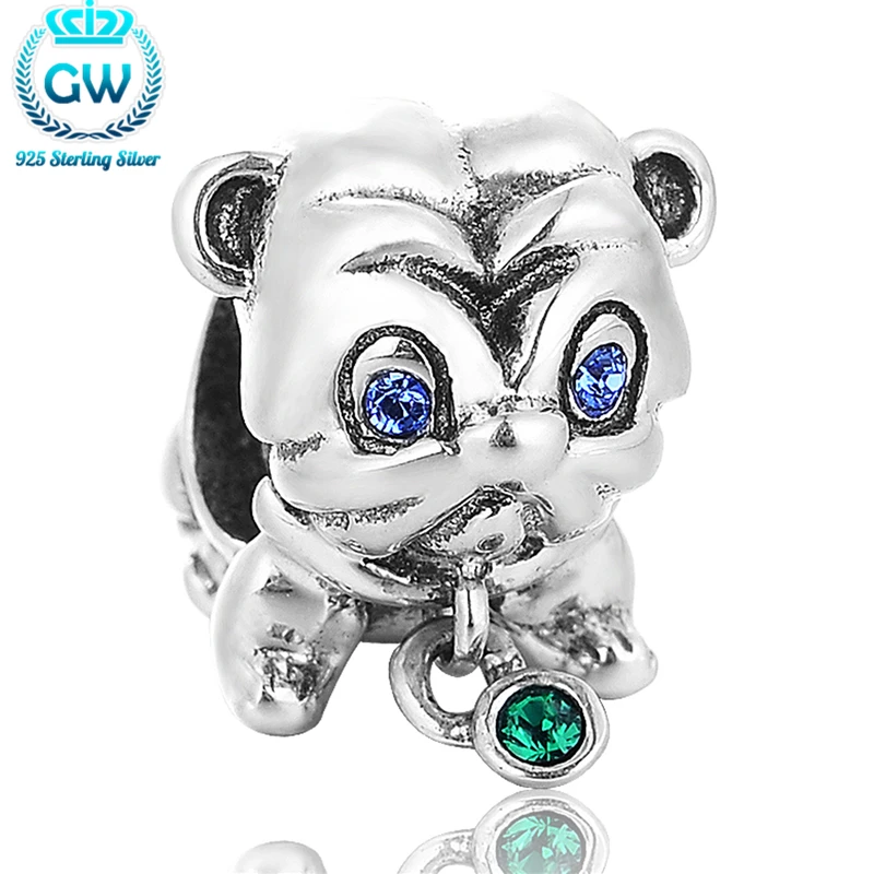 Женский браслет из серебра 100% пробы с тигровыми бусинами и голубыми глазами |