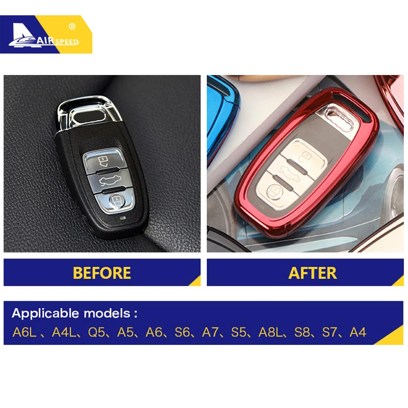 

Airspeed TPU Car Key Cover for audi Q5 A5 A4 A6 A6L A4L A7 S6 S5 A8L S8 S7 Accessories AUDI Q5 audi Key Case A4 key Shell Ring