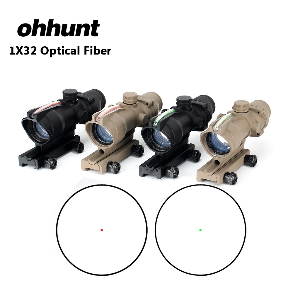 Ohhunt 1x32 Красная Зеленая точка зрения Охота реальный оптический Волокно область Стекло гравированный сетка тактический прицел для винтовки
