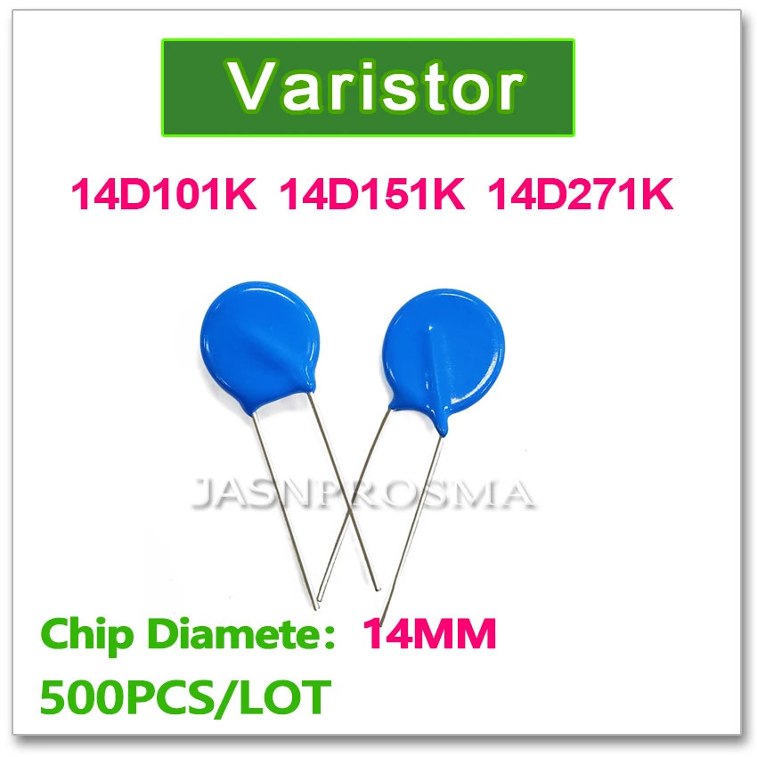 Варистор JASNPROSMA 14D101K 14D151K 14D271K 14 мм 500 шт. 100 в 150 270 101 151 271|Запасные части| |