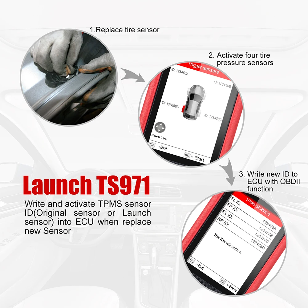 Launch TS971 CRP971 TPMS сенсор 433 МГц/315 МГц поддерживает программирование давления в шинах 315 МГц 433 МГц TPMS сенсор PK autel TS501/TS401