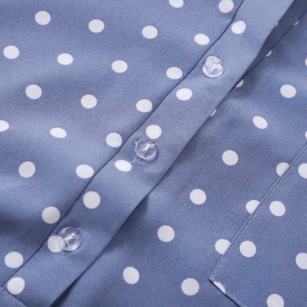 Футболка женская одежда Femme модная женская s s-xl футболка Повседневная в горошек с карманами на пуговицах однотонные Топы с коротким рукавом топ Z4
