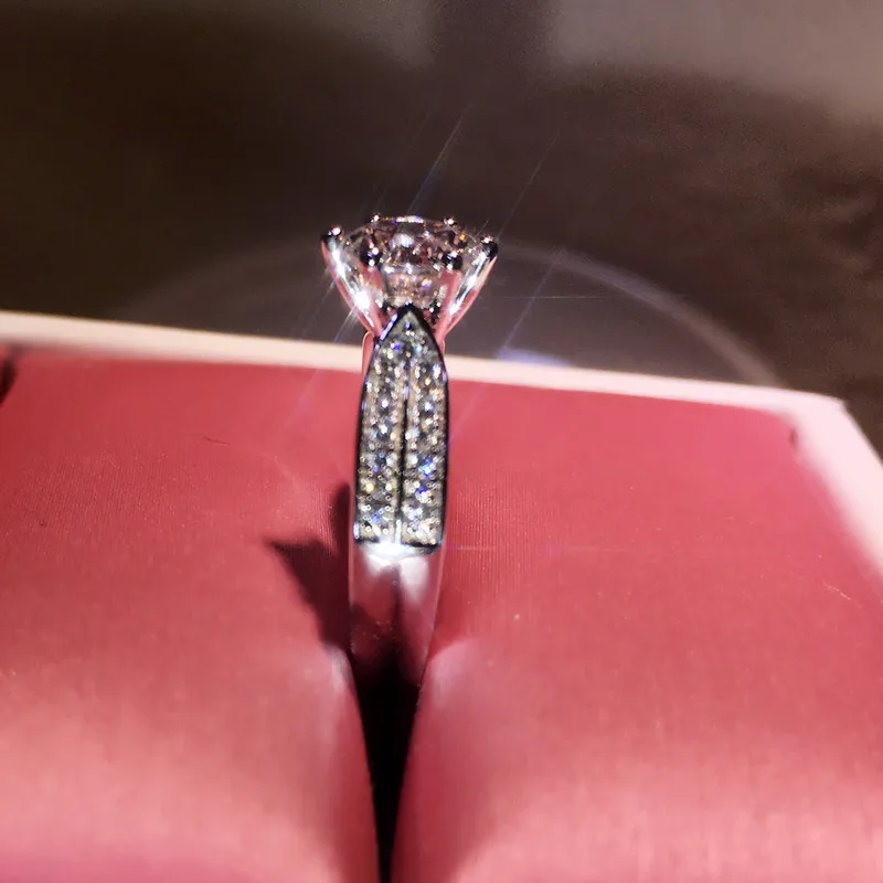 Choucong Solitaire кольцо, 925 пробы, серебро, круглая огранка, 3ct, AAAAA, cz камень, обручальное кольцо, кольца для женщин, ювелирное изделие, подарок