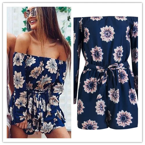 Женский свободный комбинезон Boho пляжный мини-костюм пляжного типа с принтом на