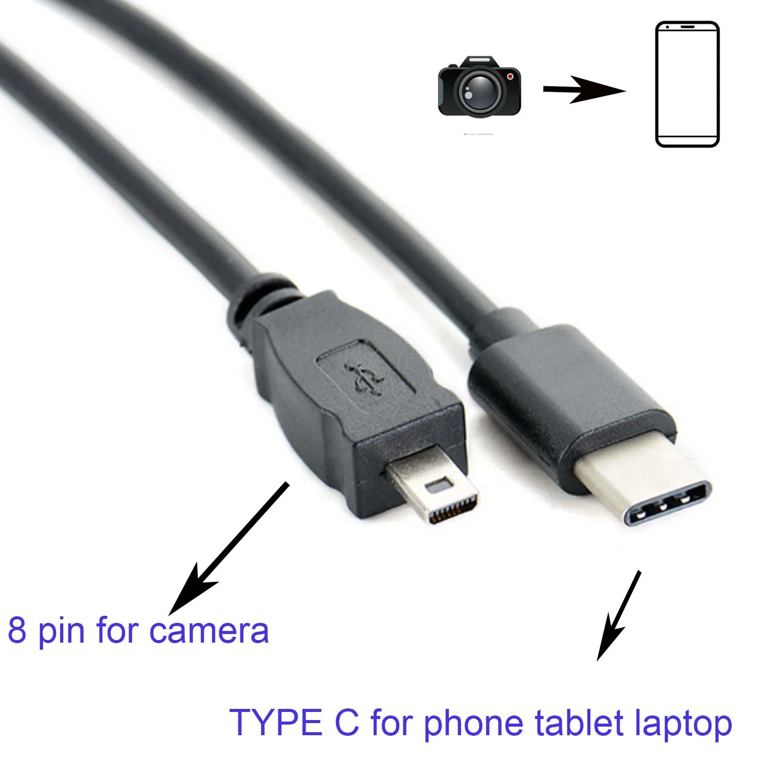 

TYPE C OTG CABLE FOR Olympus CB-USB7 Ex-Pro D-725 730 Mju-1070 5000 7010 7020 camera to phone edit picture video