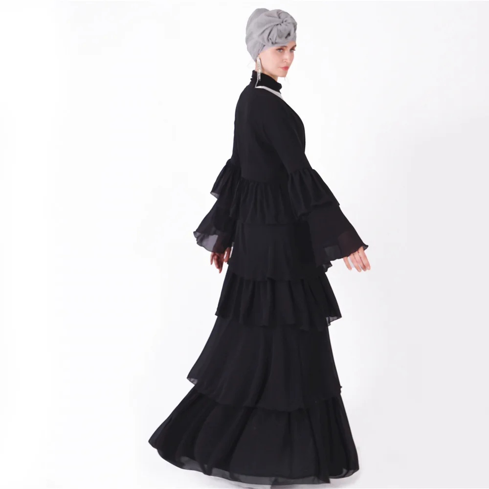 Женское длинное свободное платье кардиган Abaya шифоновое в Дубае мусульманский