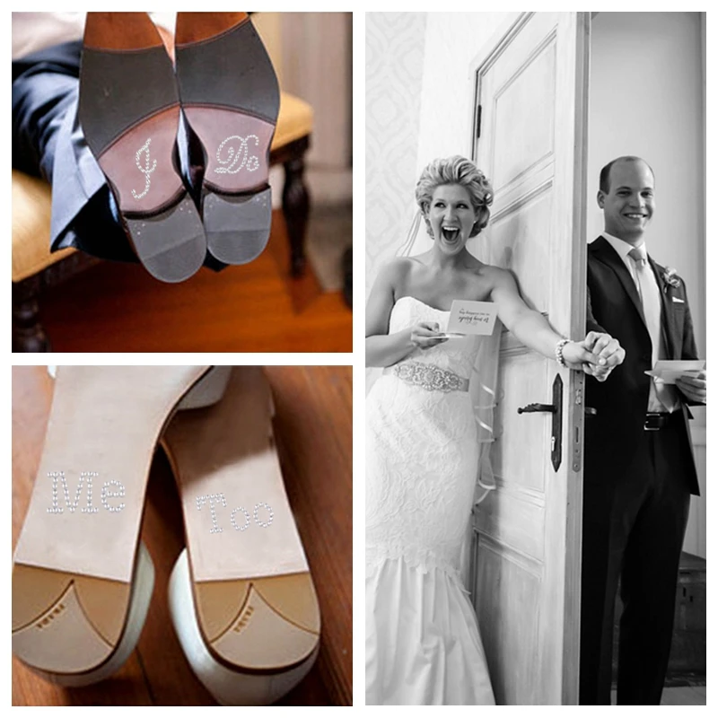 Новинка! 1 компл. я делаю + мне тоже/он мой она моя Свадебные Жених обуви Стикеры