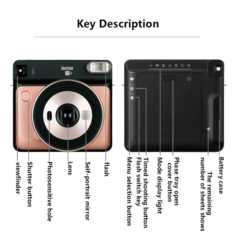 Fujifilm Instax квадратная SQ6 мгновенная пленка фото камера Румяна золото графит серый жемчуг Белый для Polaroid мгновенная фото пленка