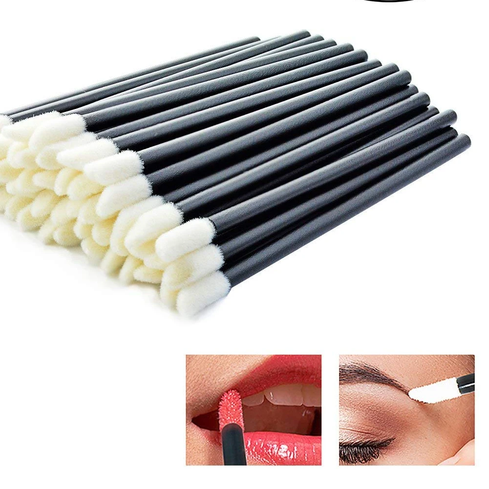 100Pcs/Set Disposable Lip Brushes Lipstick Applicators Make Up Brush Gloss Wands Applicator Tool Makeup Beauty Kit(Blac | Красота и
