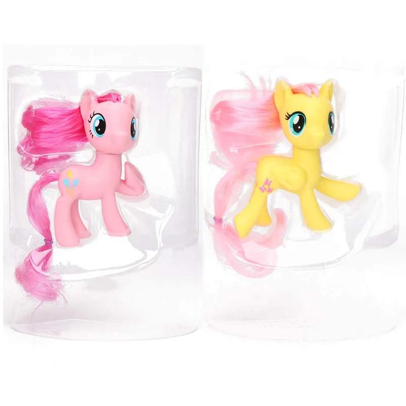 pink yellow set opp 2 шт./компл. игрушки My Little Pony всех цветов радуги; платье с Сумеречной искоркой серии «маленькие пони ПВХ фигурка Коллекционная модель куклы - Color: pink yellow set opp