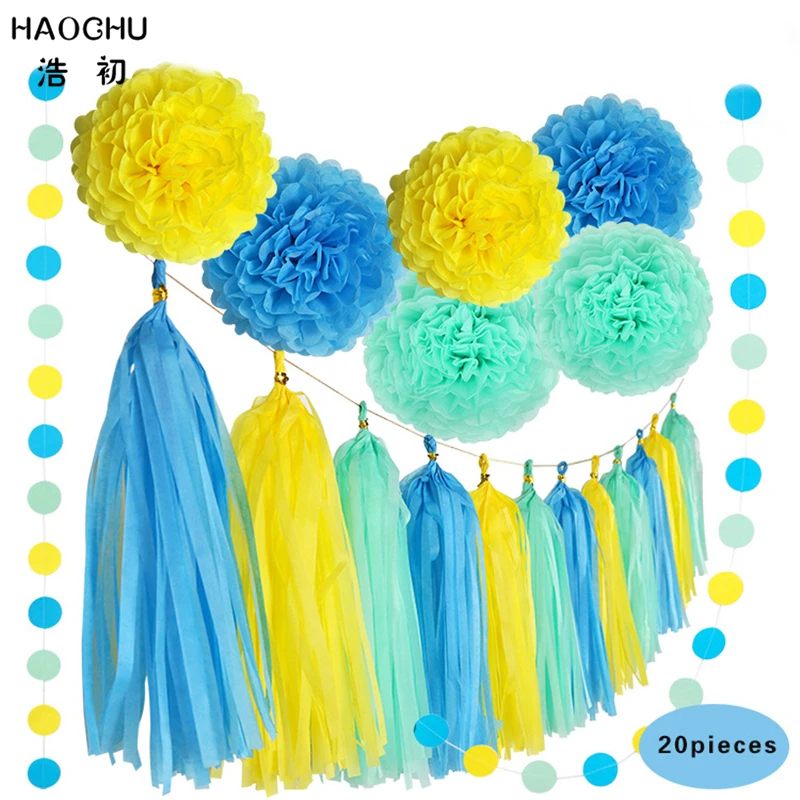 

HAOCHU 20 шт./компл. микс цветов бумажный целующийся помпон искусственный цветок Круглая Бумажная фотогирлянда Свадебный декор для вечеринки