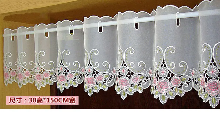 Сельской местности, полу-Шторы вышитые окна балдахин светлый оттенок Кофе занавеска для кухни двери шкафа из вуали, тюль Шторы s