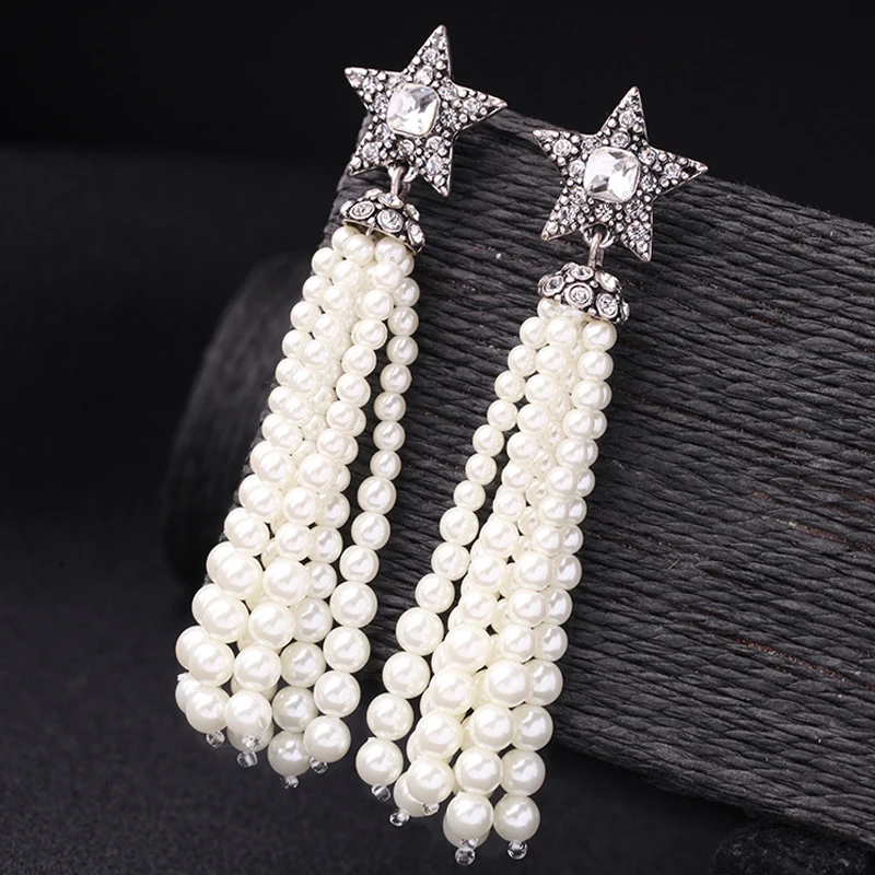 PINKSEE Luxury Simulated Pearl Earrings Long Tassel For Women Wedding Jewelry Party Bijoux Fine Gift | Украшения и аксессуары