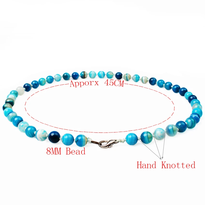 48 стиль натуральный камень бусы колье синий 45 см ожерелье 6/8/10/12 мм узелковая