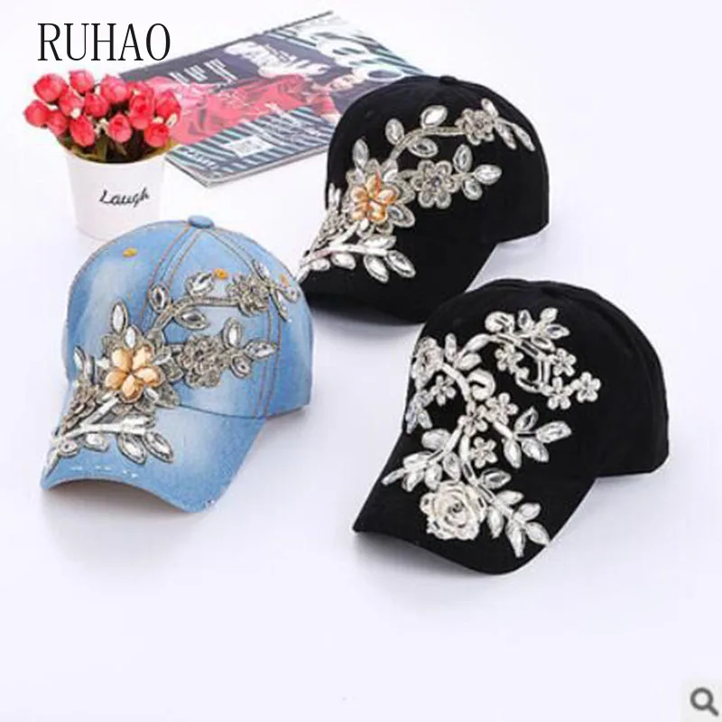 RUHAO Ретро бейсболка с цветами регулируемые Snapback шапки для женщин женская шапка