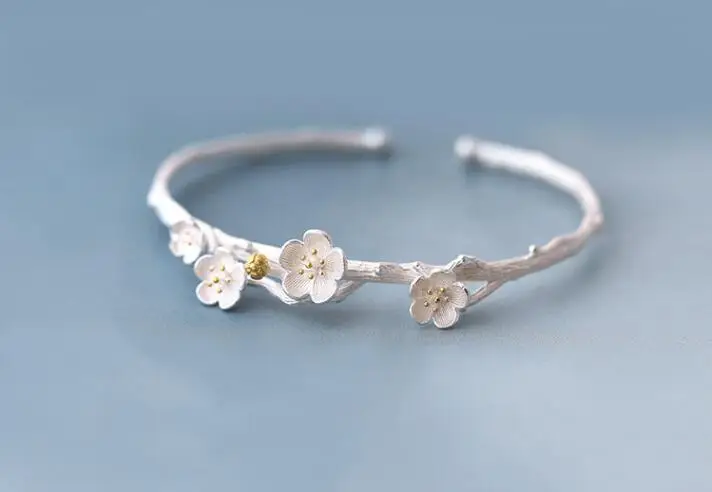 Oly2u Fashion Bangles Cuff Flower &amp Bracelets Women Accessories Srebrna bransoletka SYSZ008 | Украшения и аксессуары