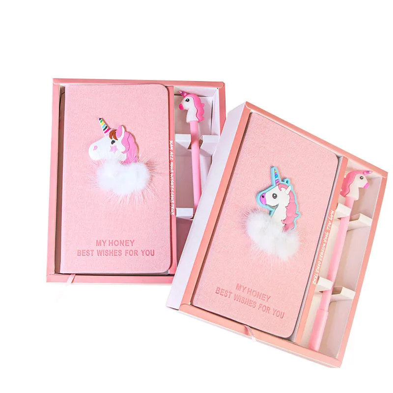 South Korean Creative New Cartoon Unicorn Notebook with box gift Set Girl Heart Stationery Gifts Notebooks & Writing Pads